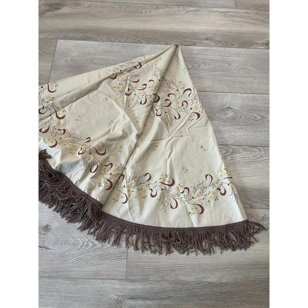 Vtg Boho Fringe Tablecloth Round 60